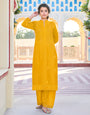 Butter Yellow Fox Georgette With Embroidery Work Kurti