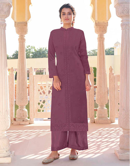 Wine Fox Georgette With Embroidery Work Kurti