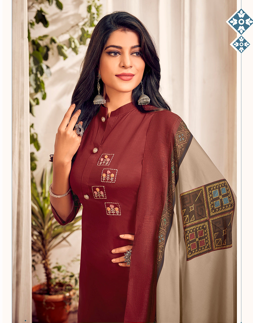 Maroon Heavy Jam Catton With Handwork Salwar Suit