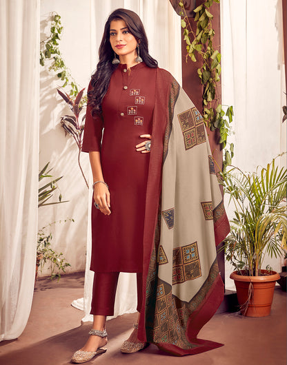 Maroon Heavy Jam Catton With Handwork Salwar Suit