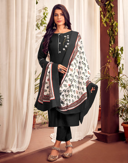 Black Heavy Jam Catton With Handwork Salwar Suit