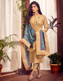 Beige Jam Cotton With Embroidery Work Kurti