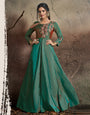 Green & Maroon Soft Tapeta Silk With Embroidered Work Gown