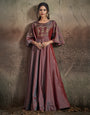 Maroon Soft Tapeta Silk With Embroidered Work Gown