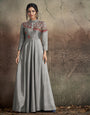Gray Soft Tapeta Silk With Embroidered Work Gown