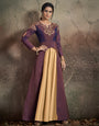 Brown & Cream Soft Tapeta Silk With Embroidered Work Gown