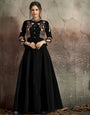 Black Soft Tapeta Silk With Heavy Embroidery Gown