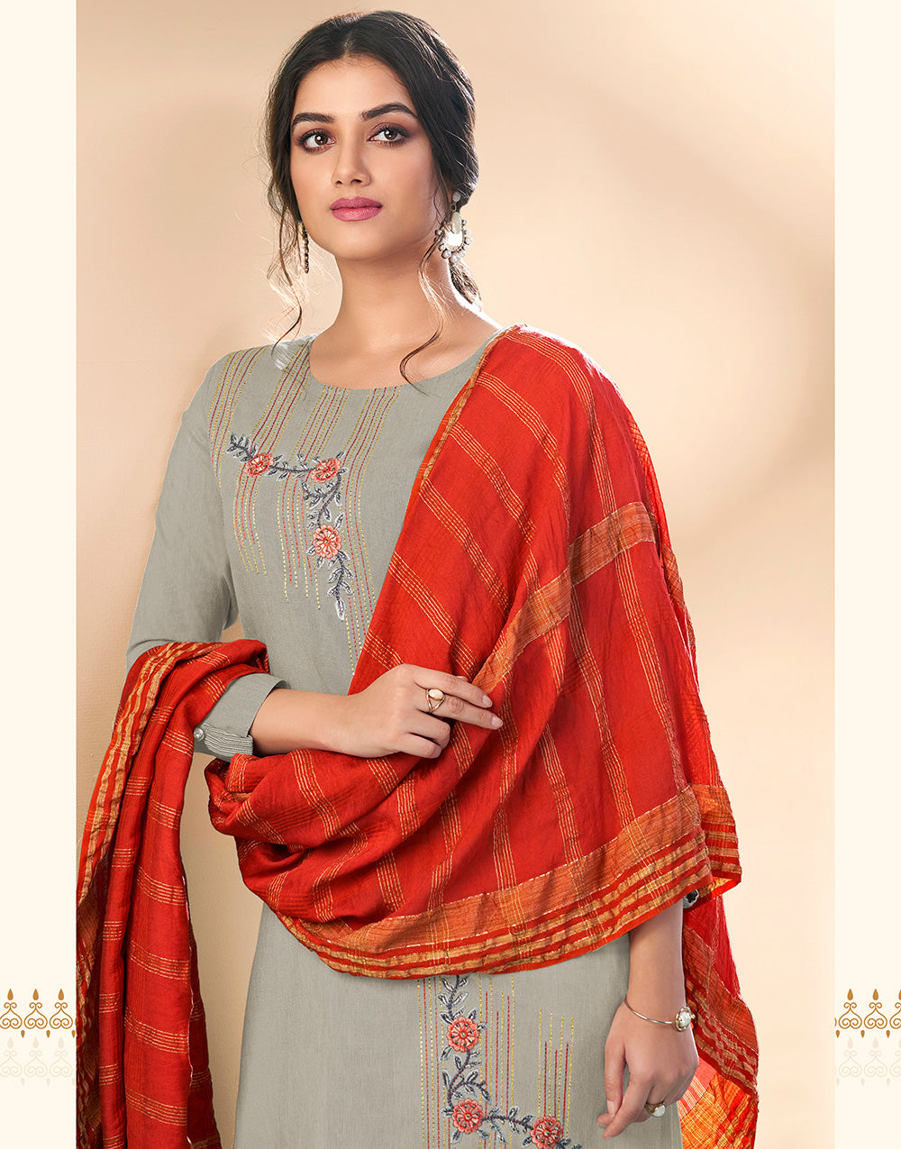 Grey Massert Catton With Embroidery Salwar Suit