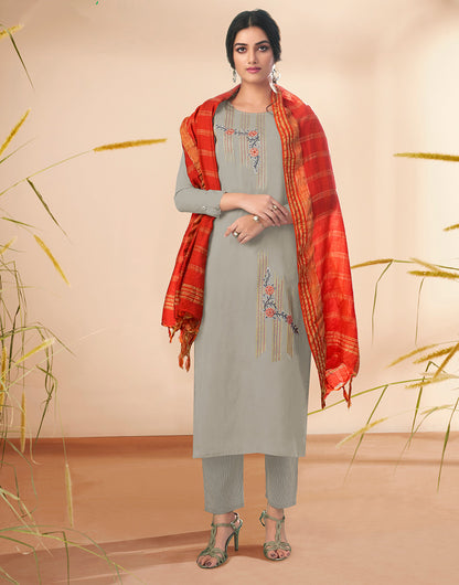 Grey Massert Catton With Embroidery Salwar Suit