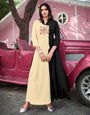 Cream & Black Rayon Cotton With Heavy Embroidery Work Long Kurti