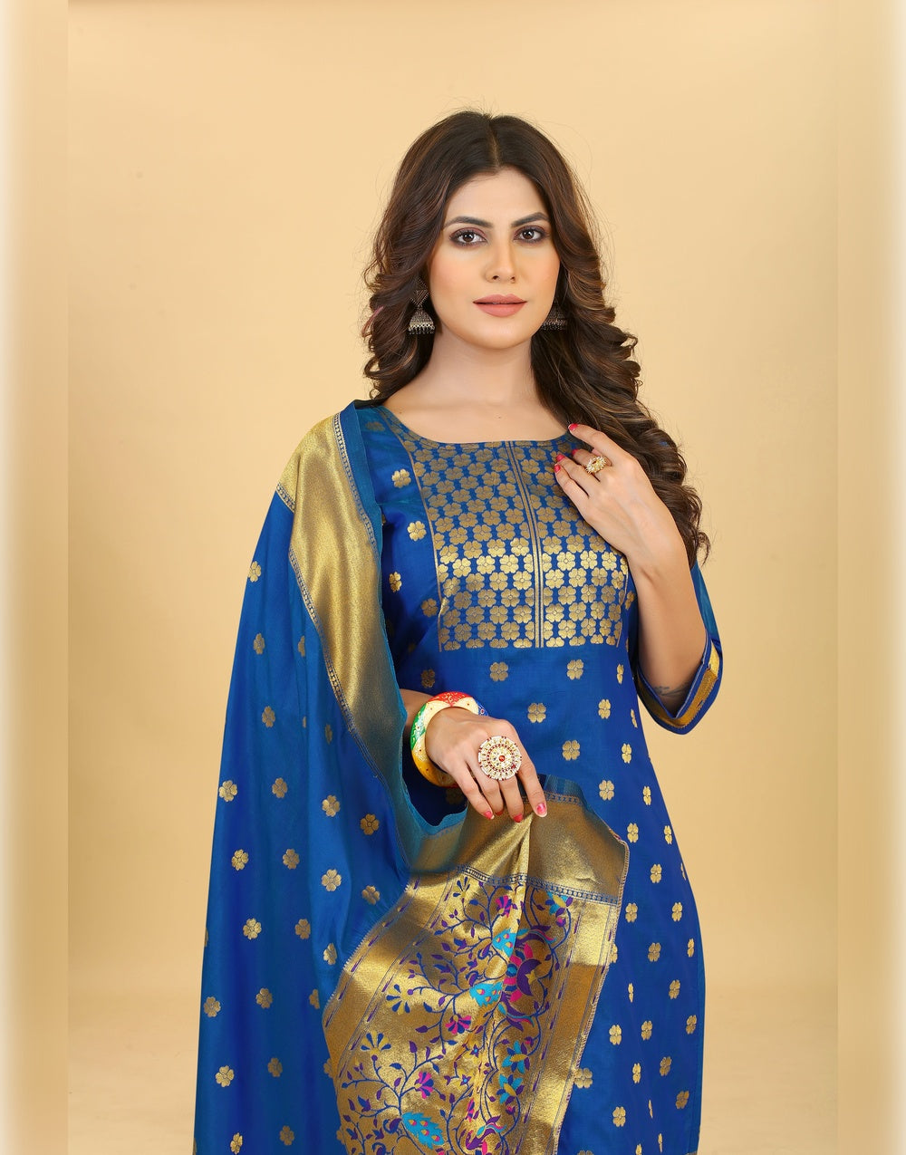 Blue Paithani Soft Silk Salwar Suit