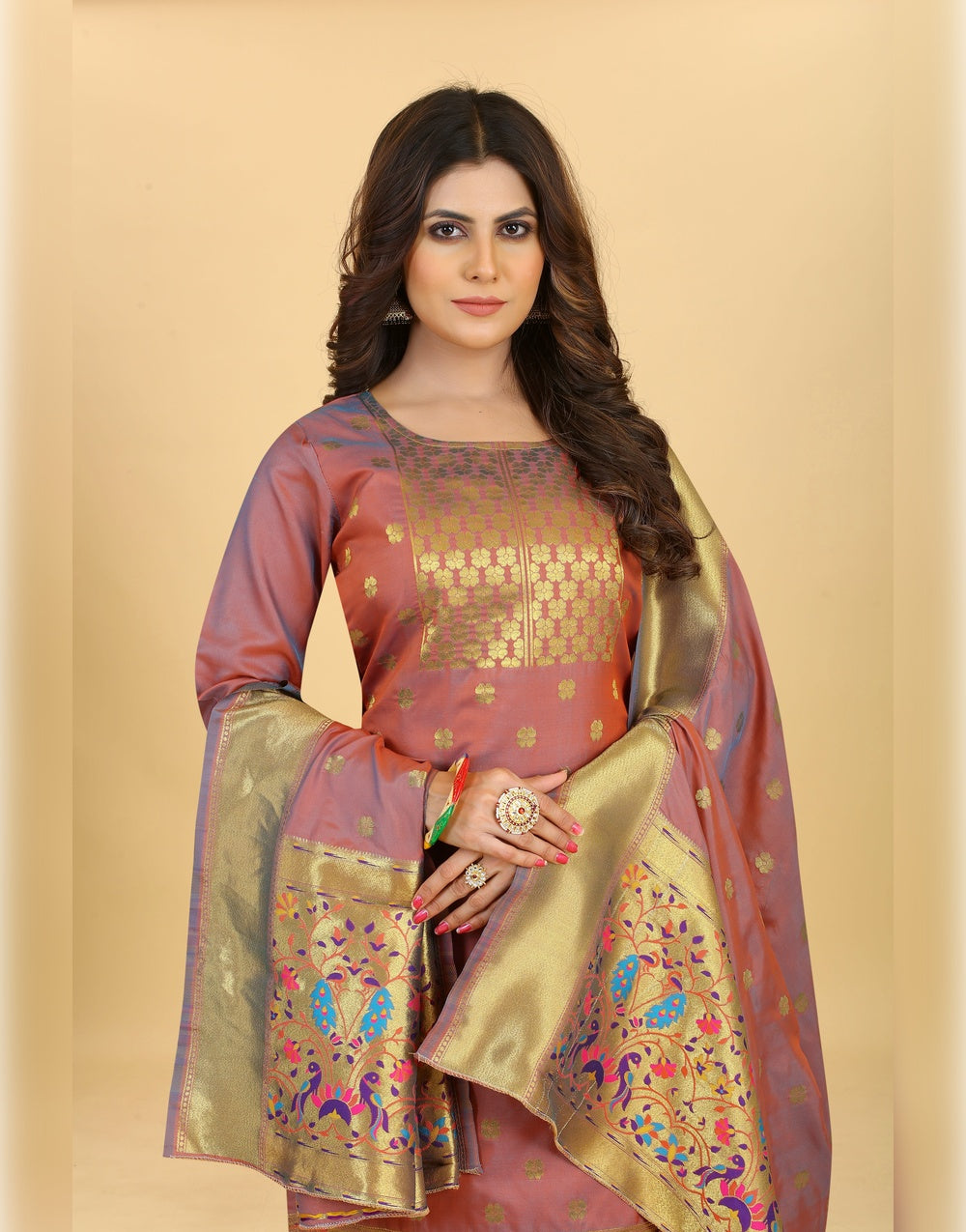 Panny Brown Paithani Soft Silk Salwar Suit