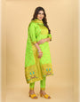 Parrot Green Paithani Soft Silk Salwar Suit