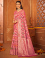Punch Pink Banarasi Silk Saree With Weaving Work