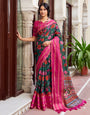 Rani Pink Soft Cotton Saree With Flover Printed Work