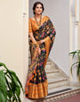 Pale Orange Soft Cotton Saree With Flover Printed Work