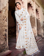 Pearl White Banarasi Saree With Weaving Work