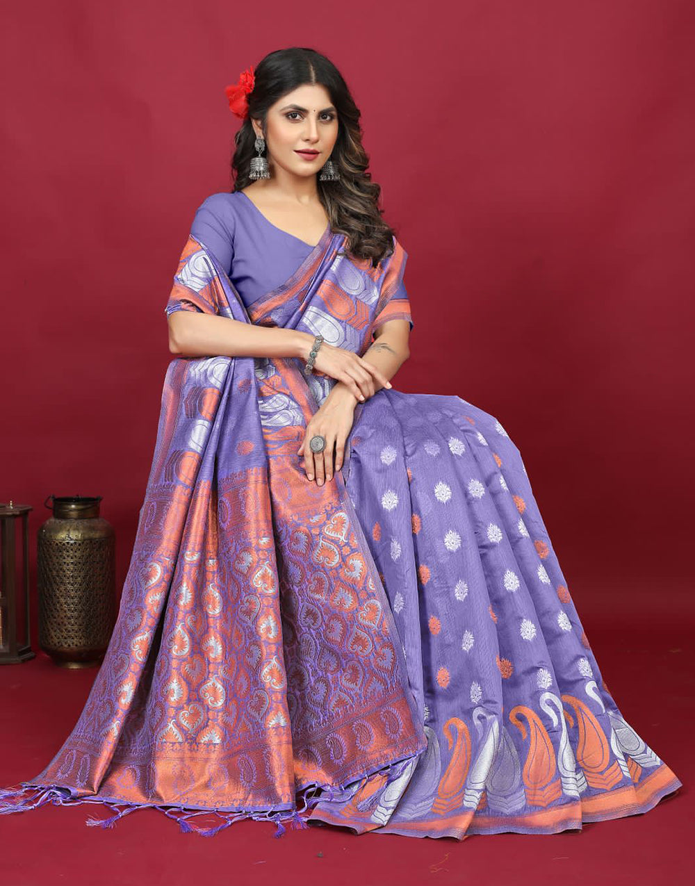 Ideal Lavender Linen Silk Saree With Zari Weaving Work – Sareewave