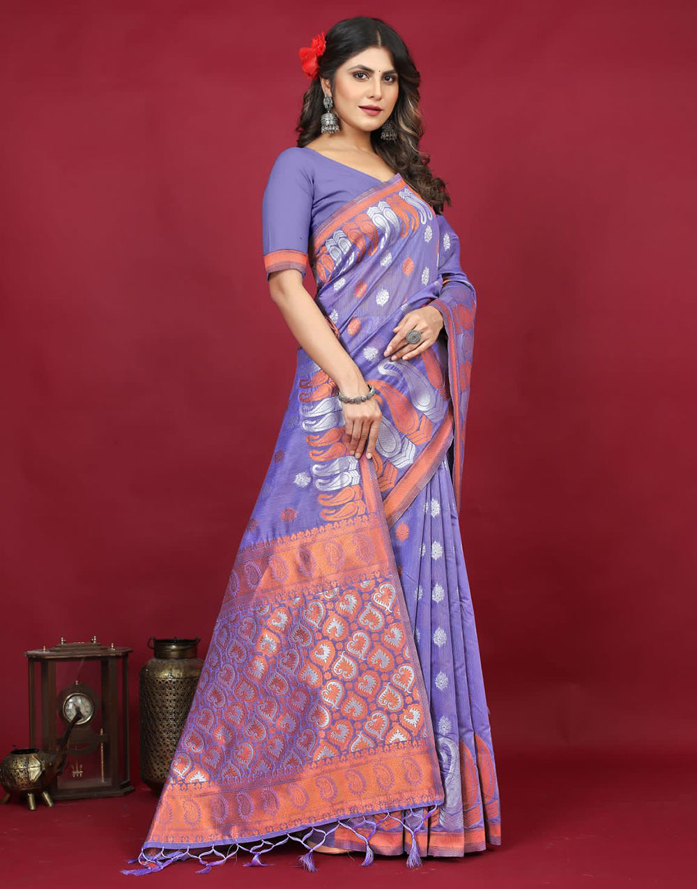 Ideal Lavender Linen Silk Saree With Zari Weaving Work – Sareewave