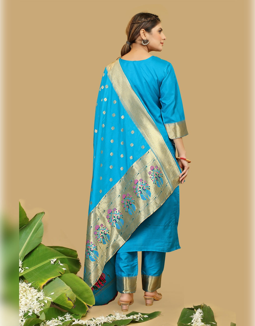 Blue Paithani Soft Silk Salwar Suit