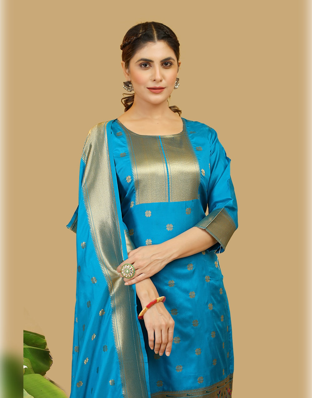 Blue Paithani Soft Silk Salwar Suit