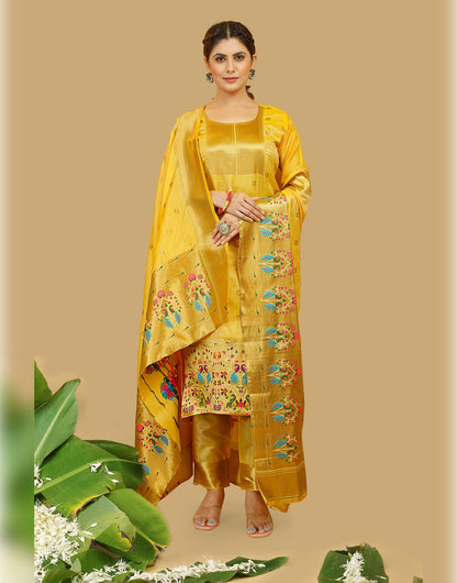 Yellow Paithani Soft Silk Salwar Suit