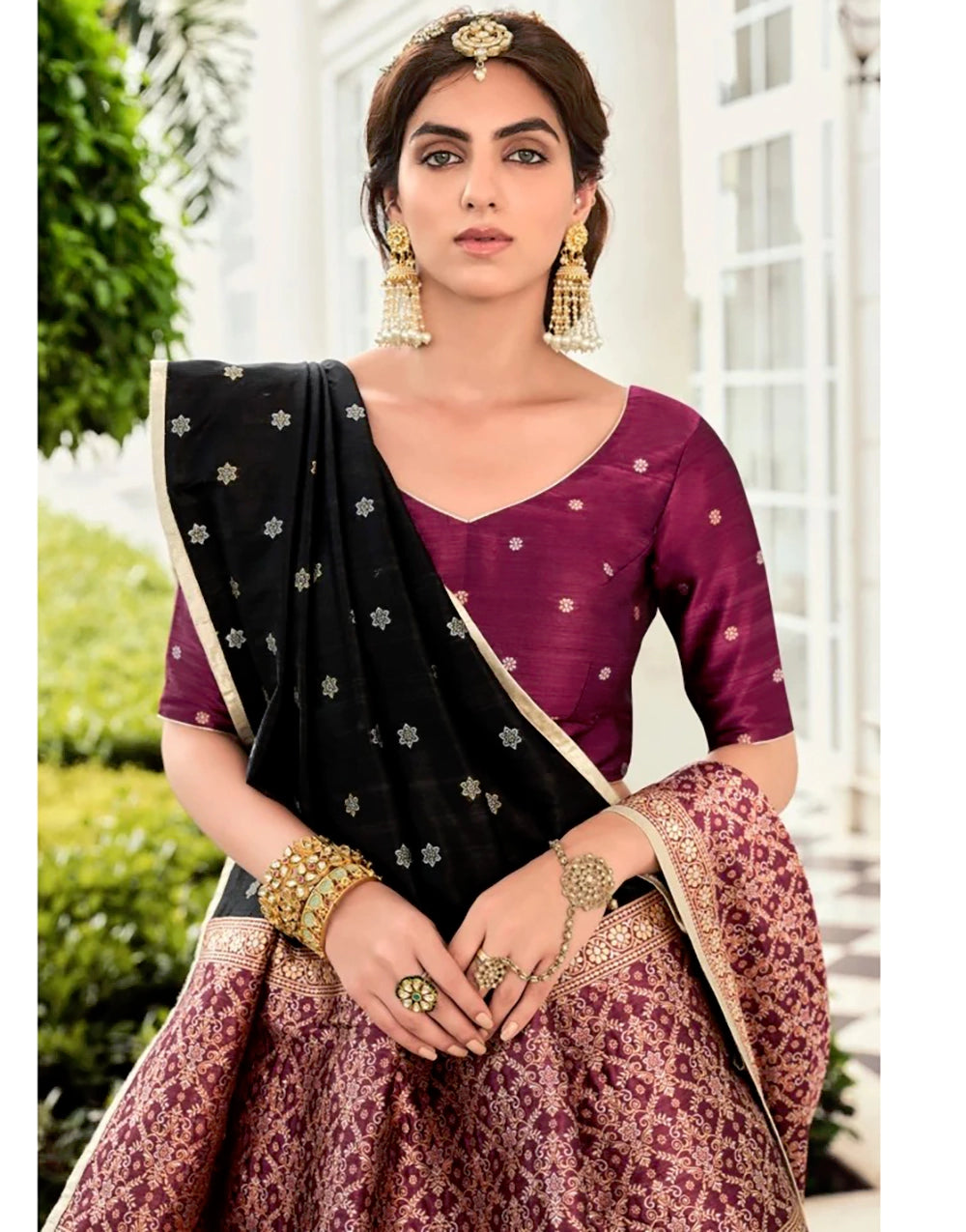 Black Soft Silk Weaving Work Lehenga Choli