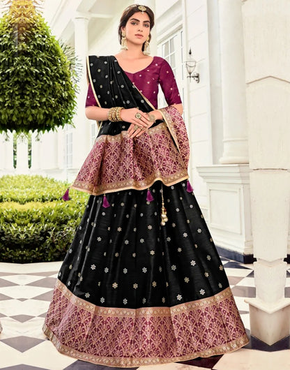Black Soft Silk Weaving Work Lehenga Choli