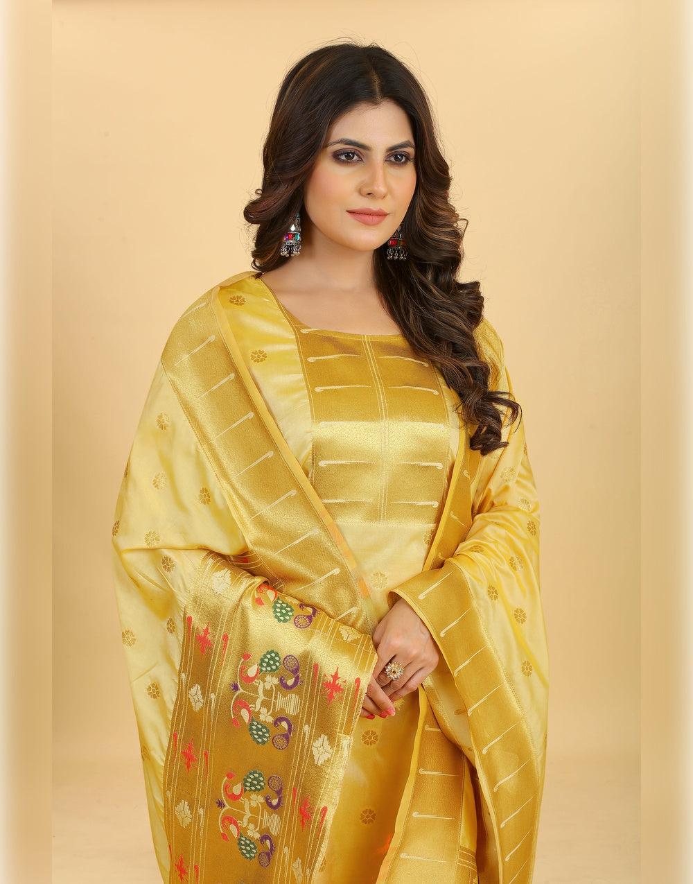 Yellow Paithani Soft Silk Salwar Suit
