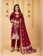 Maroon Paithani Soft Silk Salwar Suit