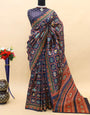 Midnight Purpul Patola Silk Saree With Printed Work