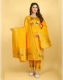 Mustard Yellow Paithani Soft Silk Salwar Suit