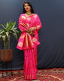 Pink Handloom Silk Saree With Zari Weaving Work