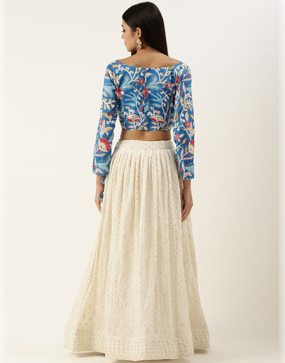 White Georgette With Sequins Embroidery Work Lehenga Choli