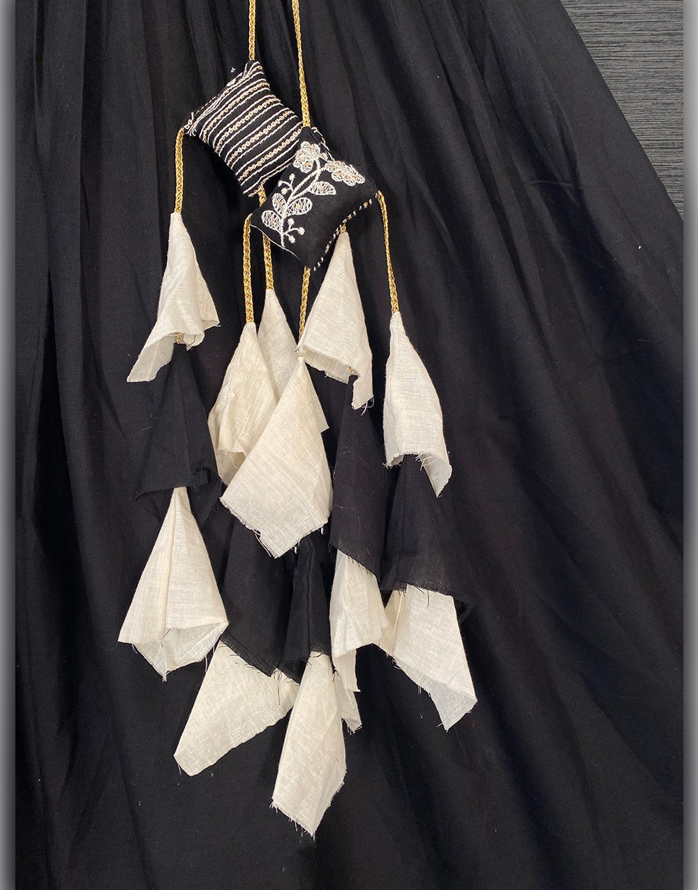 Black Cotton With Plain & Lucknowi Embroidery Work Lehenga Choli