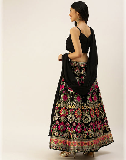 Black Banarasi Silk With Zari Weaving Work Lehenga Choli