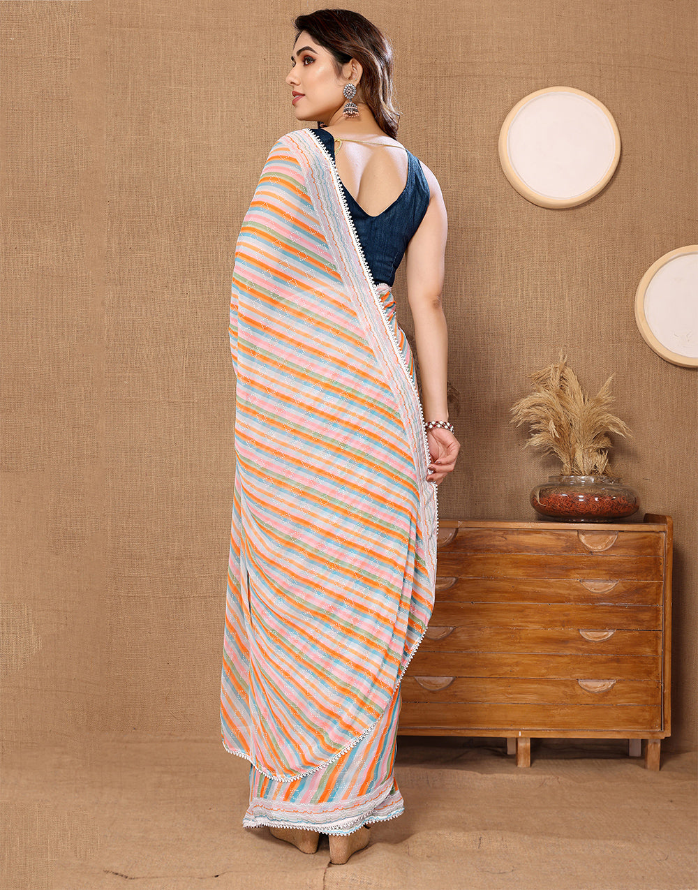 Multi Color Georgette With Printed Ready To Wear Saree