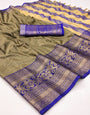 Artichoke Green Silk Saree With Weaving Work