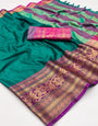 Castleton Green Silk Saree With Weaving Work