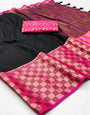 Black & Pink Silk Saree With Zari Weaving Border