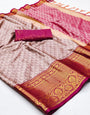 Being & Pink Silk Saree With Weaving Work