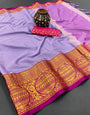 Lavender Silk Saree With Weaving Work