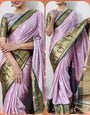 Lavender Silk Saree With Zari Weaving Border