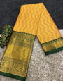 Yellow & Green Silk Saree With Weaving Work