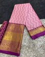 Baby Pink & Purple Silk Saree With Weaving Work