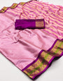 Baby Pink Silk Saree With Weaving Work