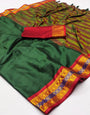 Green Silk Saree With Weaving Work