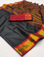 Black Silk Saree With Weaving Work