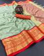 Pista Green Silk Saree With Weaving Work