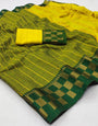 Green & Yellow Silk Saree With Weaving Work